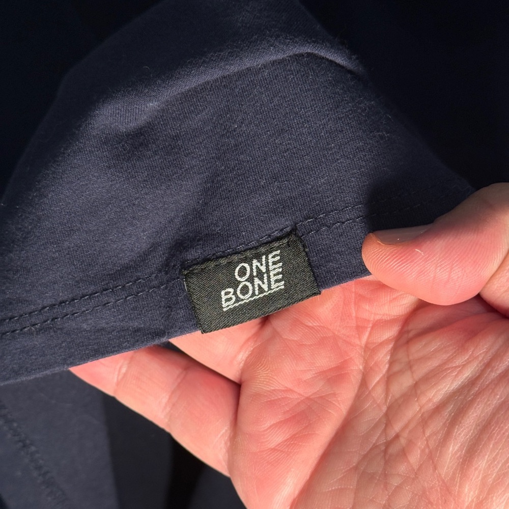 ONEBONE - Menβs Size 2 - Split Helm Hi-Lo Cotton T-Shirt - Navy Blue - Picture 6 of 9